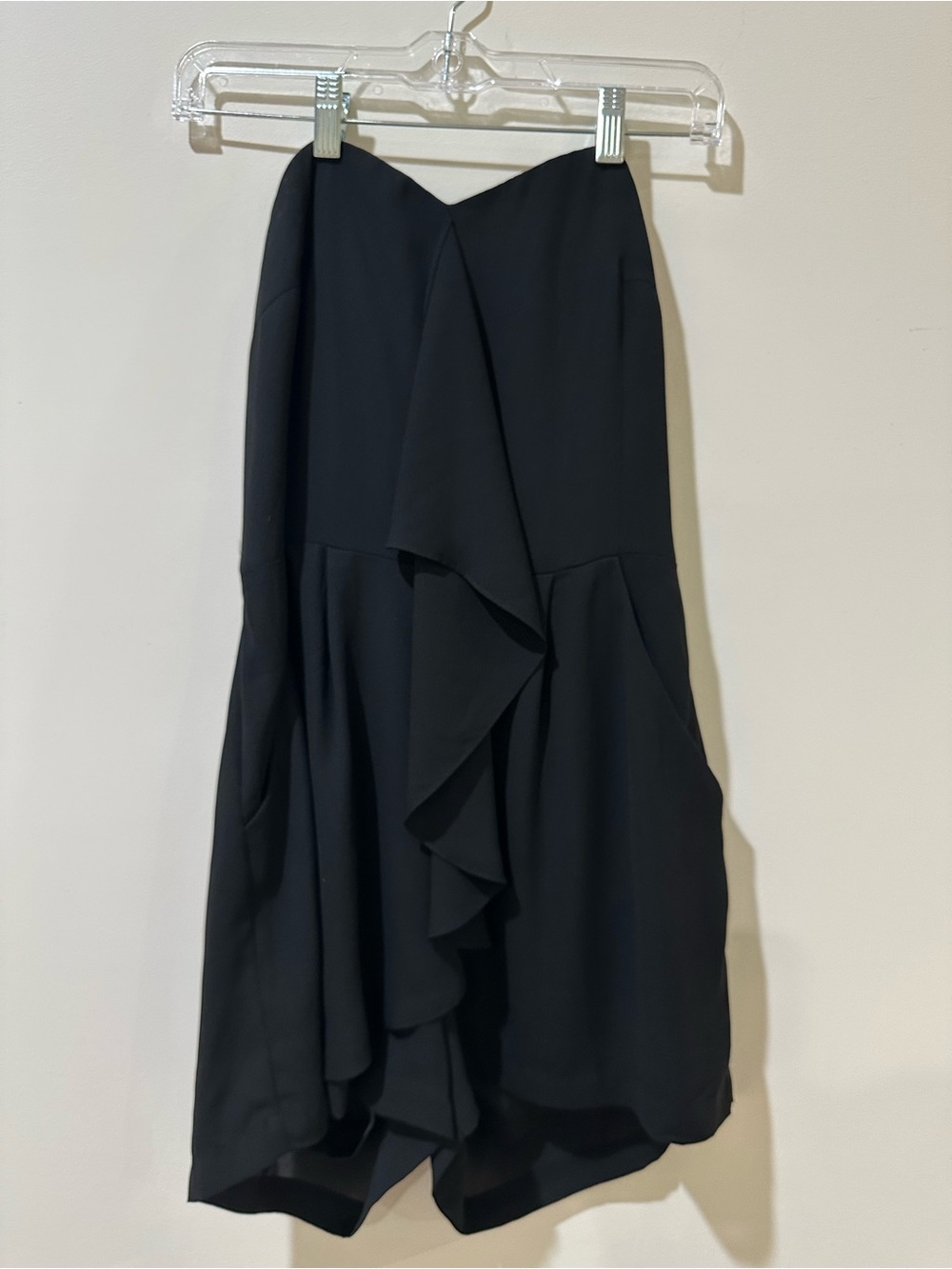 Express Black Strapless Ruffle Chiffon Romper Size 4